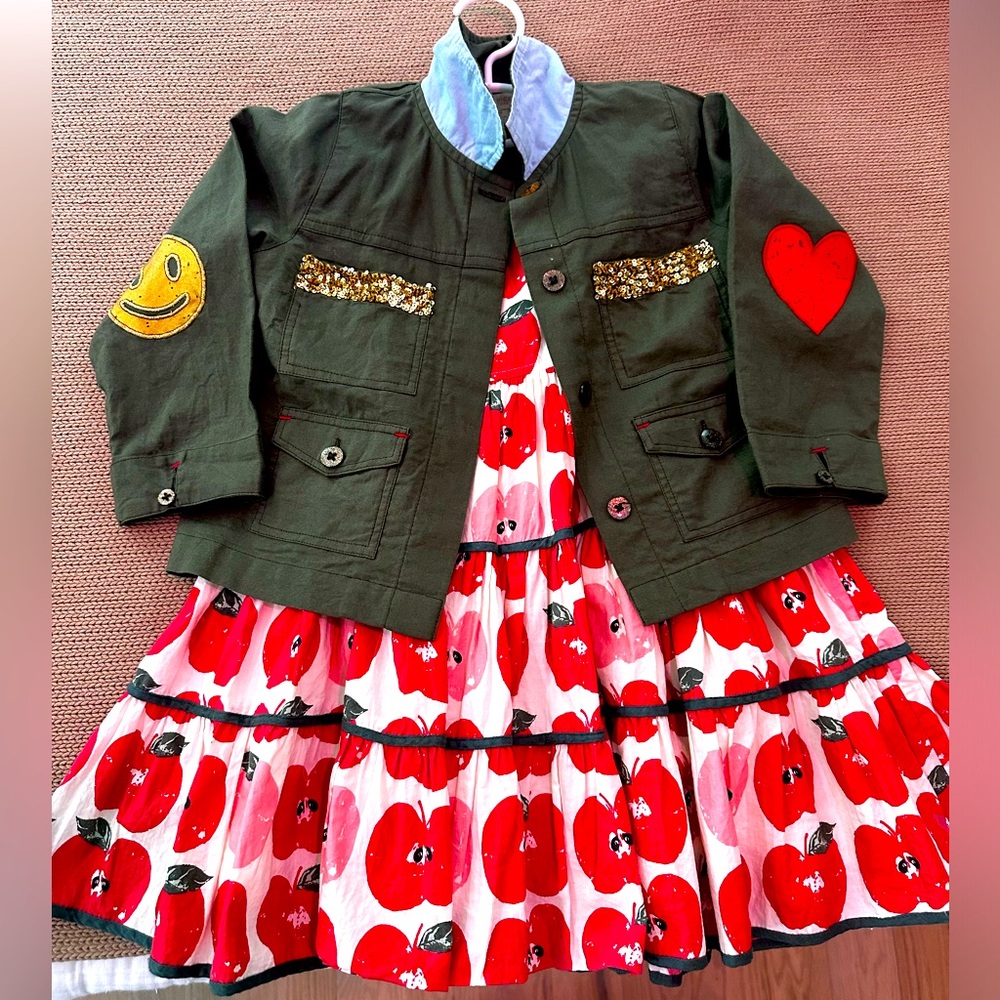 Pink Chicken Four Leaf Clover Army Jacket. Olive green. Like new. Size 4. ☘️